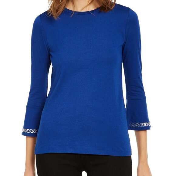 A129 Michael Kors Embellished Bell-Sleeve Top - P - Picture 1 of 2